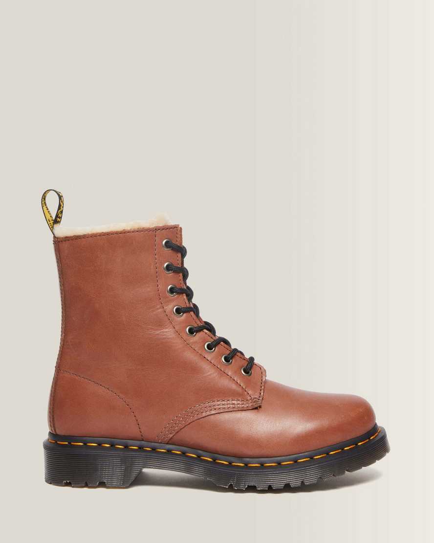 Dr. Martens 1460 Serena Leder Schnürstiefel Mit Kunstfellfutter in Bräunen, Größe: 36