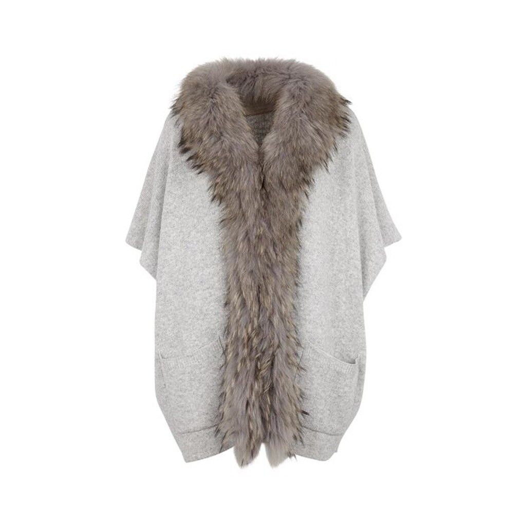 Nina Poncho | Wolle, Waschbär