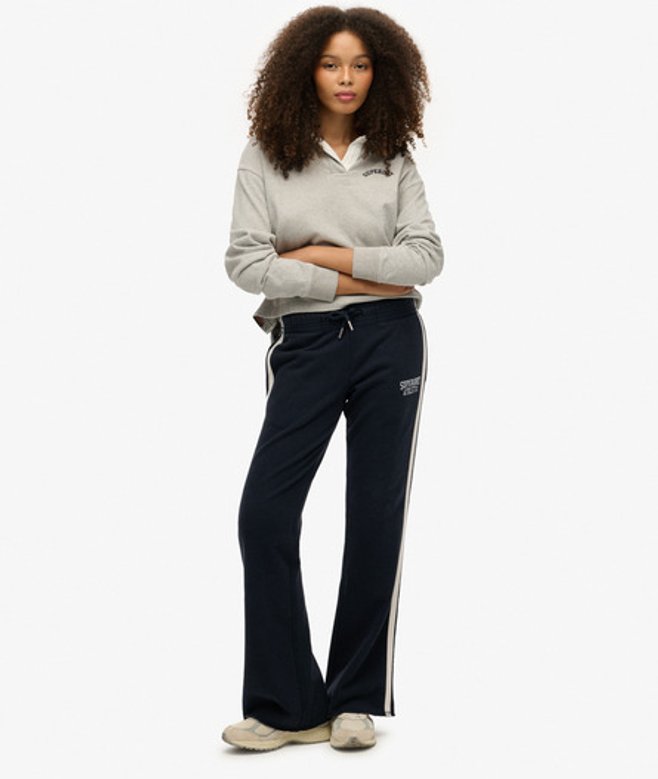 Superdry Damen Athletic Jogginghosen mit Streifen und Schlag Navy - Größe: 44