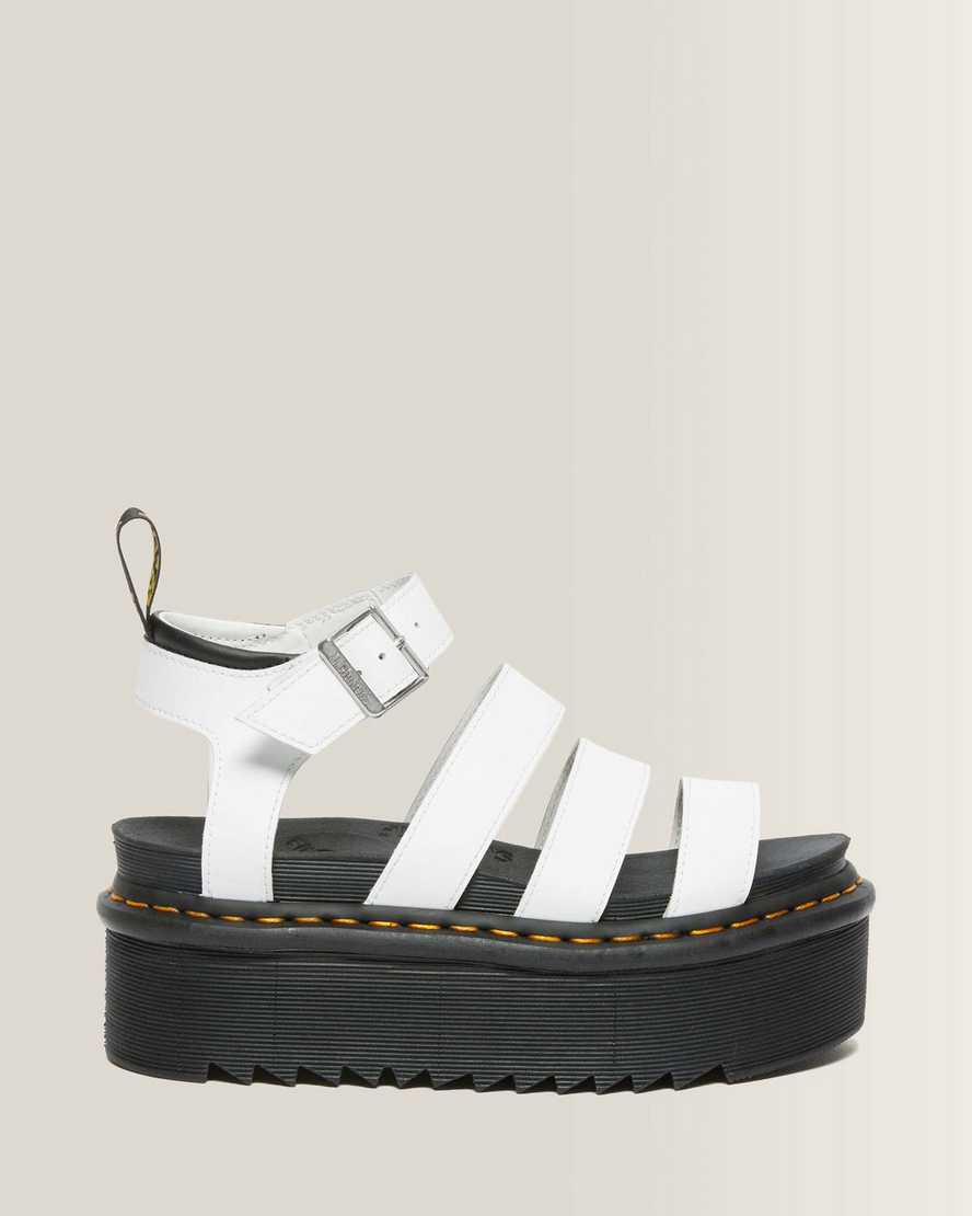 Dr. Martens Blaire Hydro Leder Gladiator Plateausandalen, in Weiß, Größe: 38