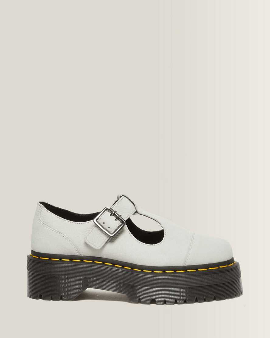 Dr. Martens Bethan Tumbled Nubuck Leder Mary Jane Plateauschuhe in Creme/Grün, Größe: 40