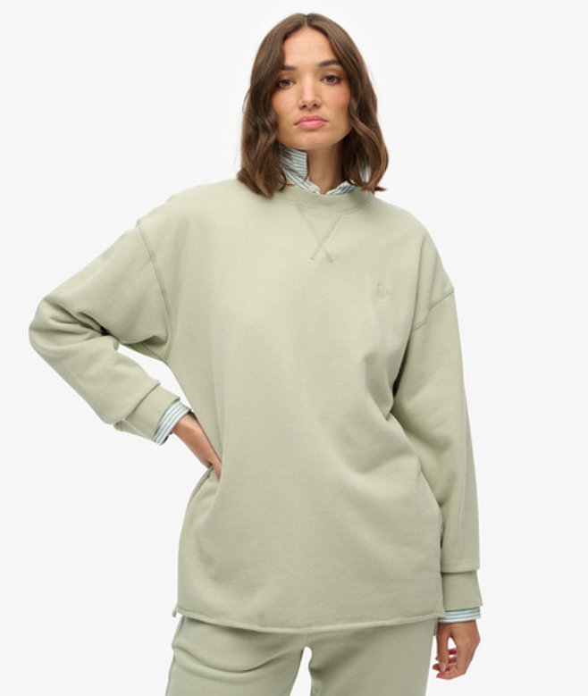 Superdry Damen Studios Sweatshirt mit Rundhalsausschnitt Green - Größe: 38