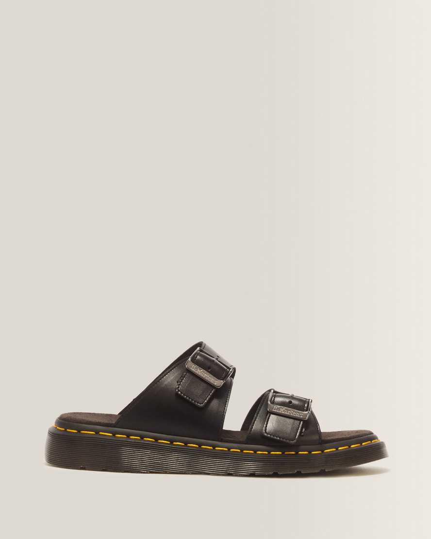 Dr. Martens Josef Leder Buckle Slide Sandalen in Schwarz, Größe: 41