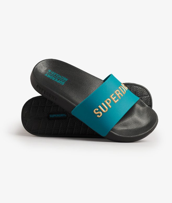 Superdry Damen Code Logo Badeschlappen Blue - Größe: S