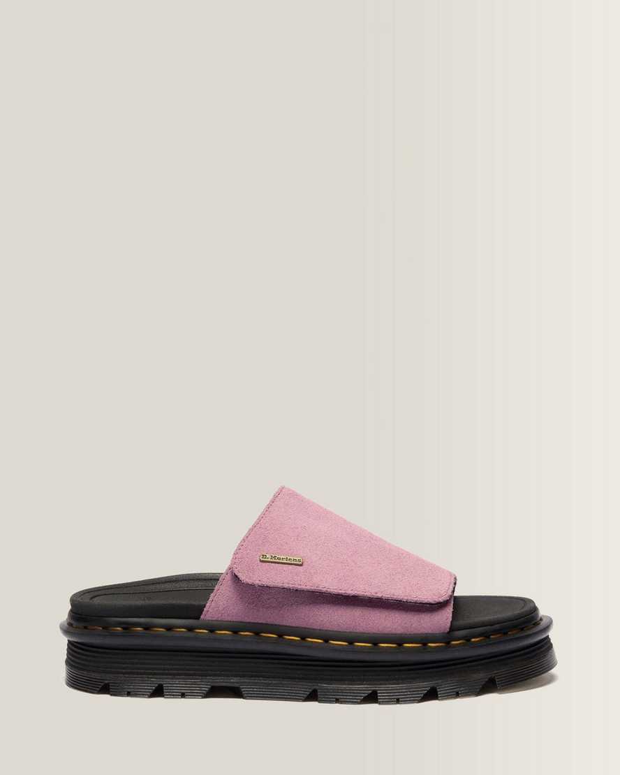 Dr. Martens Suède Zebzag Wildleder Plateau Slides in Rosa, Größe: 42