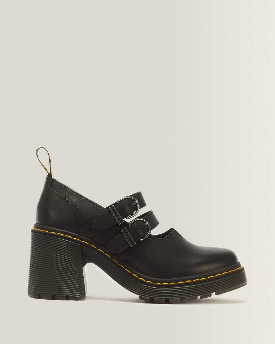 Dr. Martens Eviee Sendal Leder Mary Jane AbsatzSchuhe in Schwarz, Größe: 37