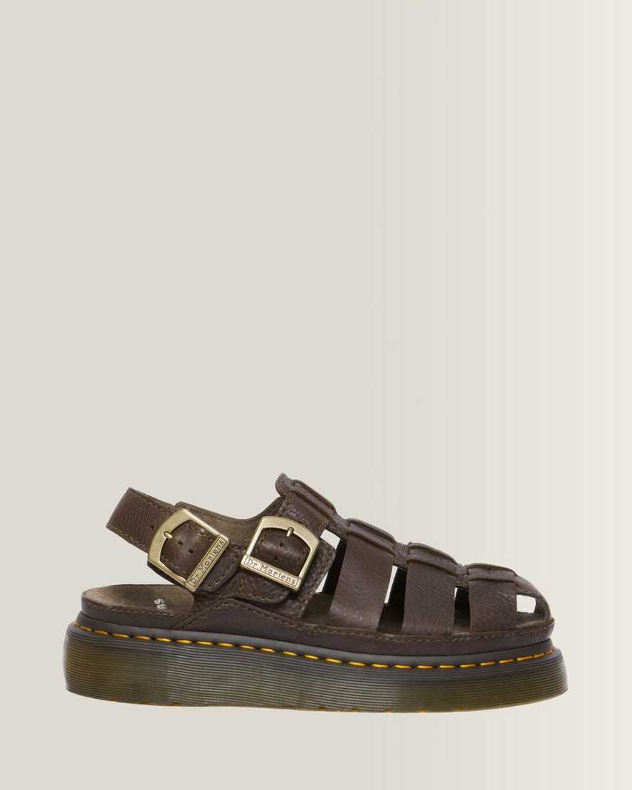 Dr. Martens Wrenlie Leder Fisherman Sandalen in Braun, Größe: 45