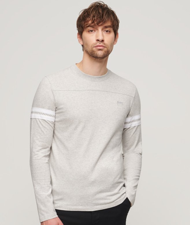 Superdry Herren Vintage Athletic Baseball Oberteil Light Grey - Größe: S