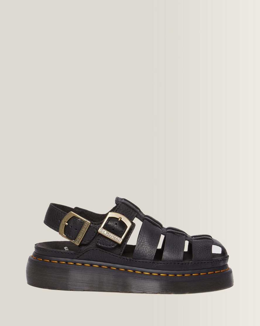 Dr. Martens Wrenlie Leder Fisherman Sandalen in Schwarz, Größe: 44