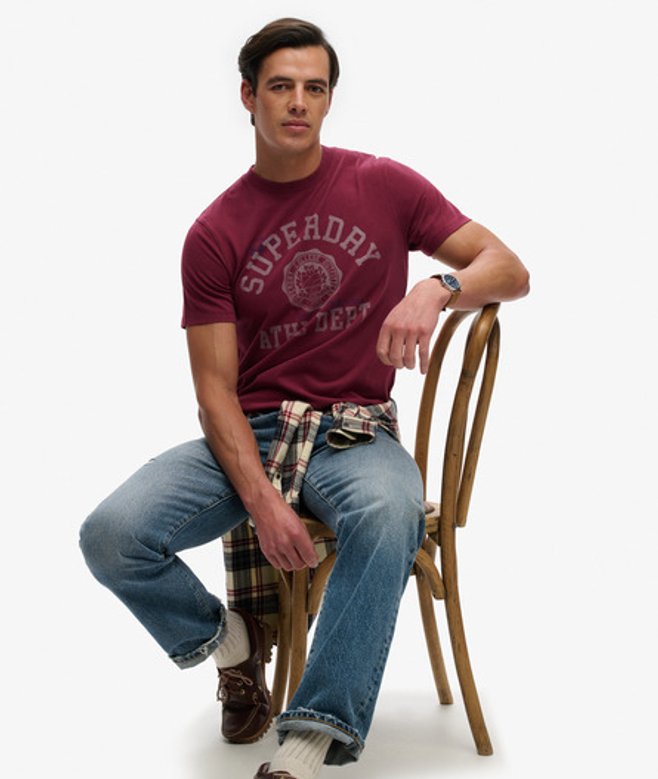 Superdry Herren Vintage Prep T-shirt in Lockerer Passform Red - Größe: M