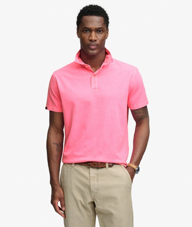 Superdry Herren Essential Jersey Poloshirt Pink - Größe: S