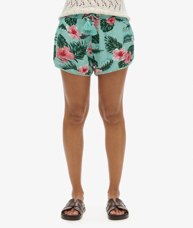 Superdry Damen Beach Shorts Grün - Größe: 38