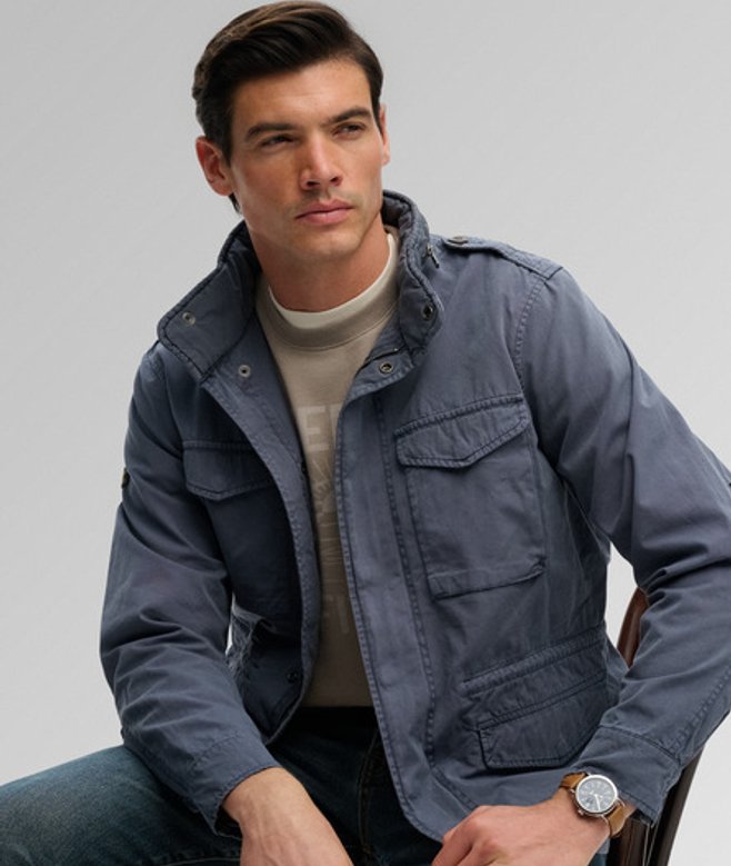 Superdry Herren Cotton M65 Jacke Blue - Größe: L
