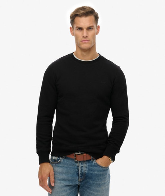 Superdry Herren Baumwolle Gesticktes Logo Vintage Rundhals Sweatshirt, Schwarz - Größe: L