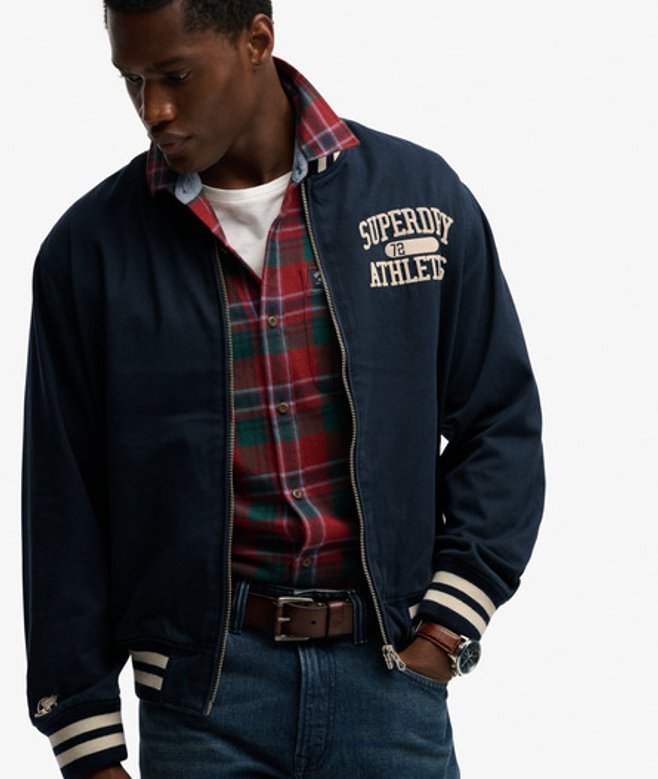 Superdry Herren Bomberjacke aus Twill im College-stil Navy - Größe: XL