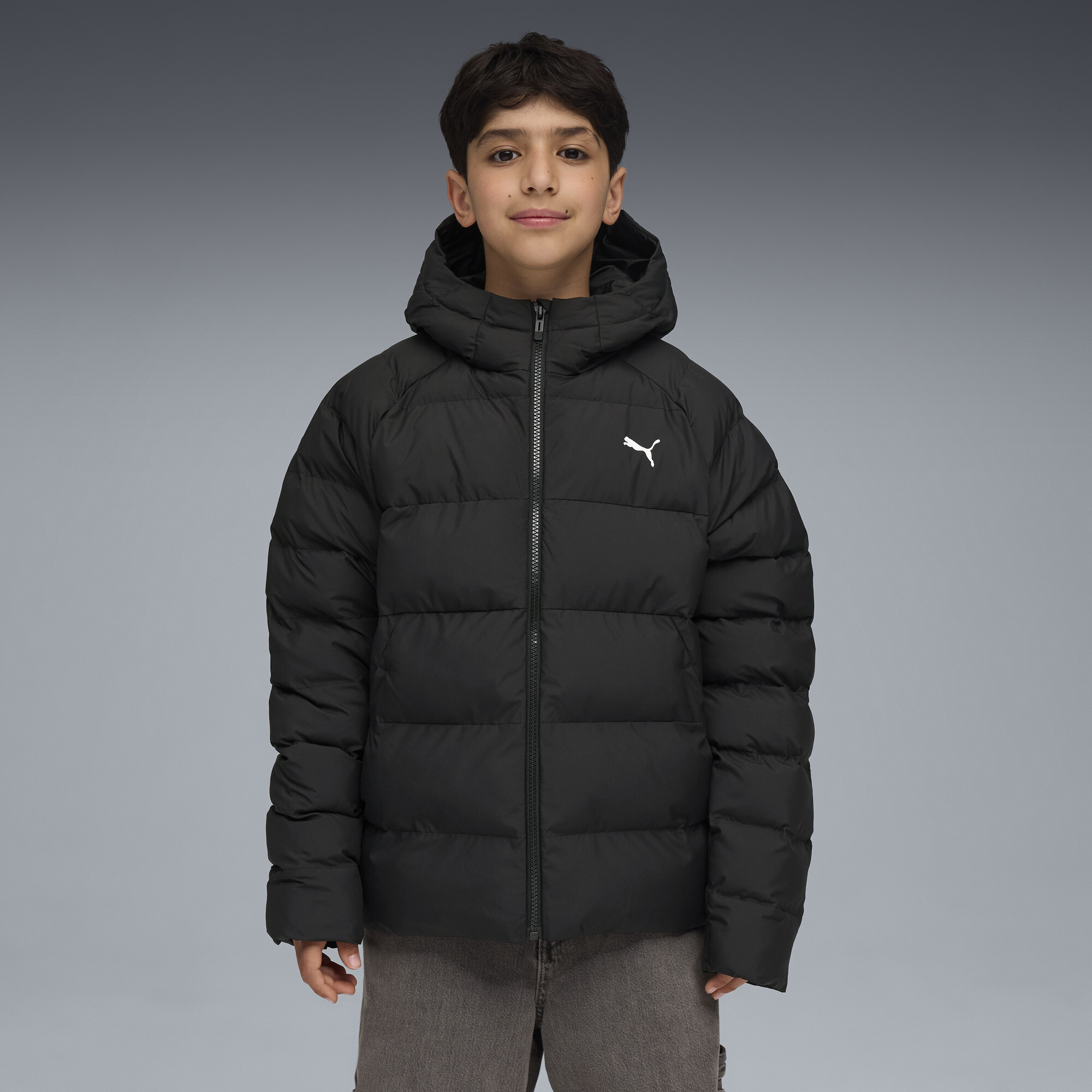 PUMA Pufferjacke mit Kapuze Teenager, Kleidung, Schwarz, 5-6Y