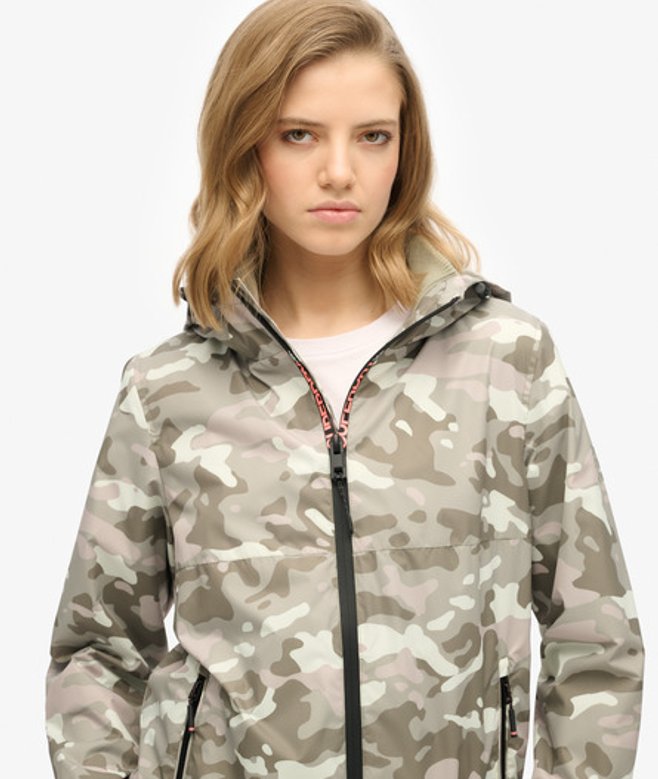 Superdry Damen Windbreaker-jacke mit Kapuze und Logo Kaki - Größe: 36
