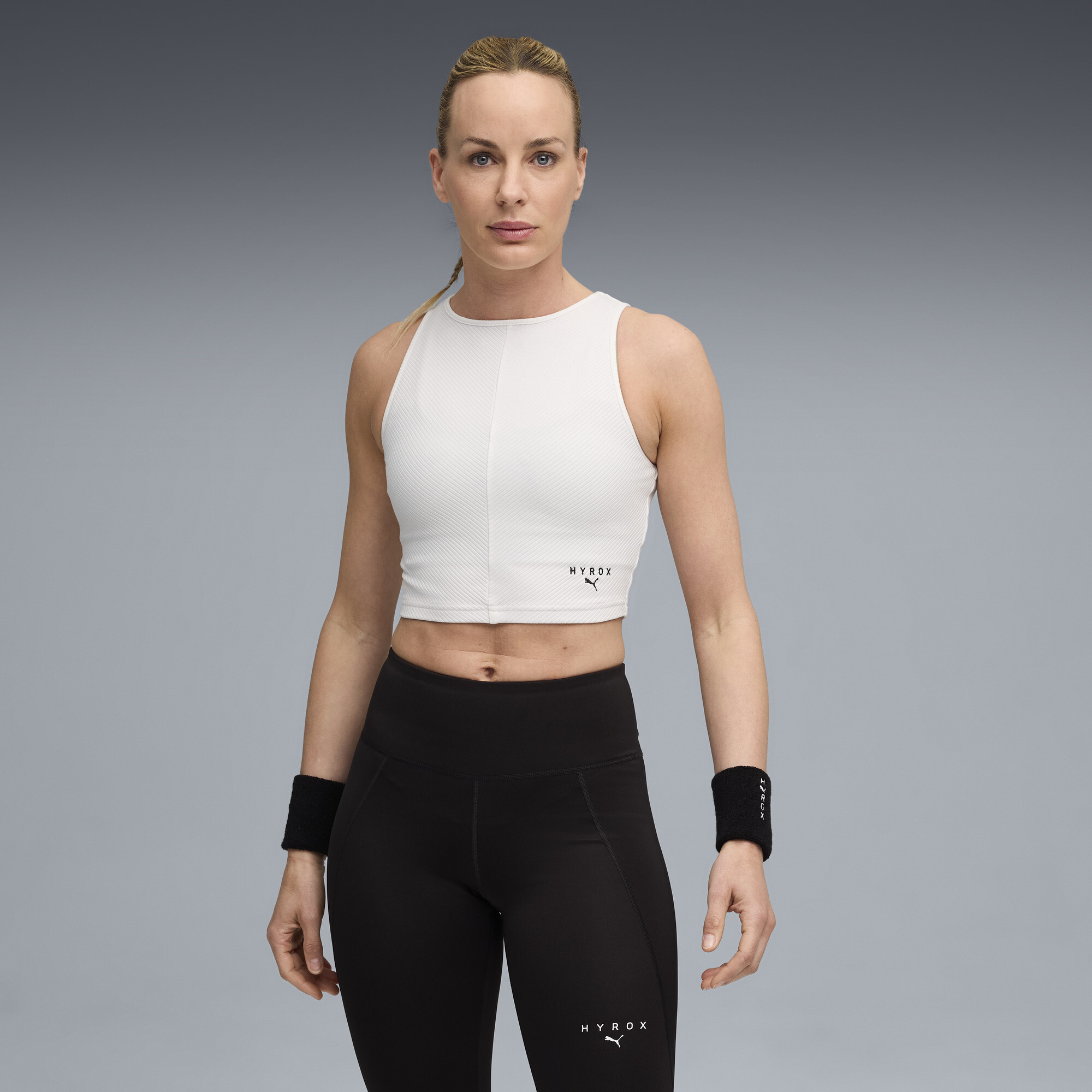 PUMA x HYROX Rib Cropped Tanktop Damen, Kleidung, Weiß, S