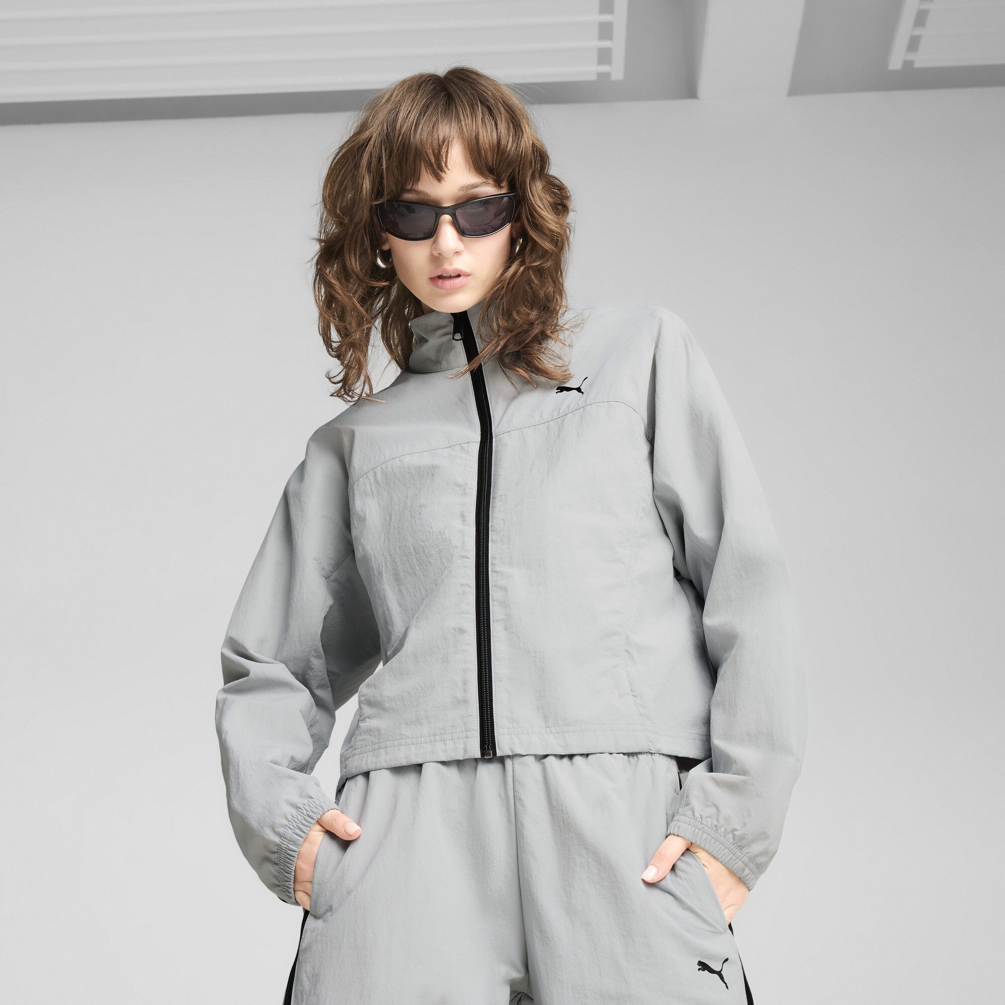 PUMA DARE TO Oversized-Jacke mit variabler Länge Damen, Kleidung, Grau, XL