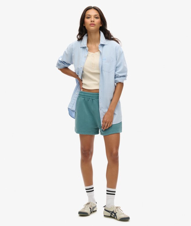 Superdry Damen Sweatshorts in Vintage-waschung Türkis - Größe: 36