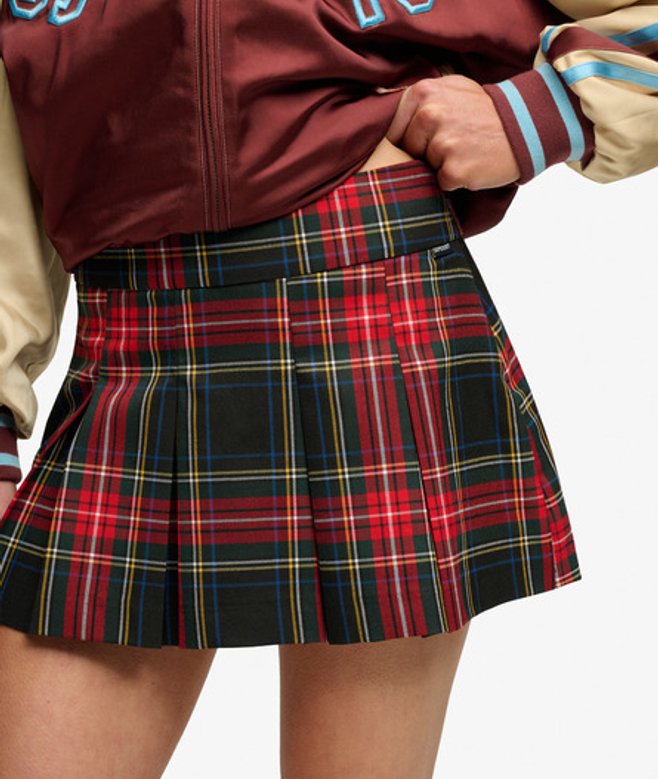 Superdry Damen Mini Plissierter Skort Navy - Größe: 44