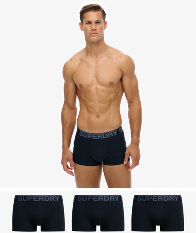 Superdry Herren Bio-baumwolle Trunk Dreierpack Navy - Größe: L