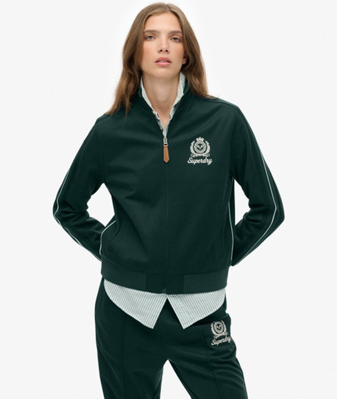 Superdry Damen Country Club Trainingsjacke Green - Größe: 38