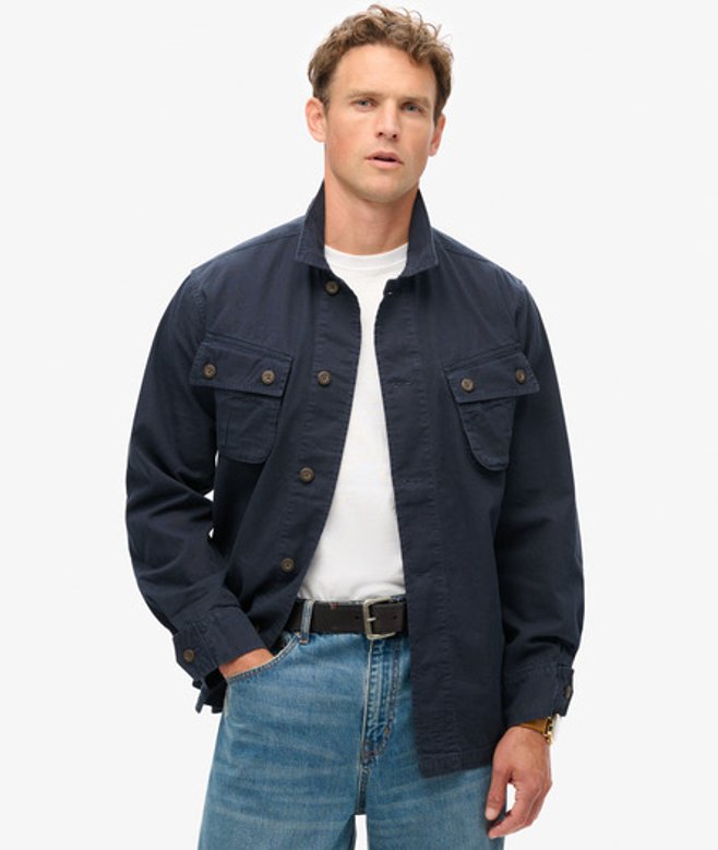 Superdry Herren Military Hemdjacke Marineblau - Größe: L