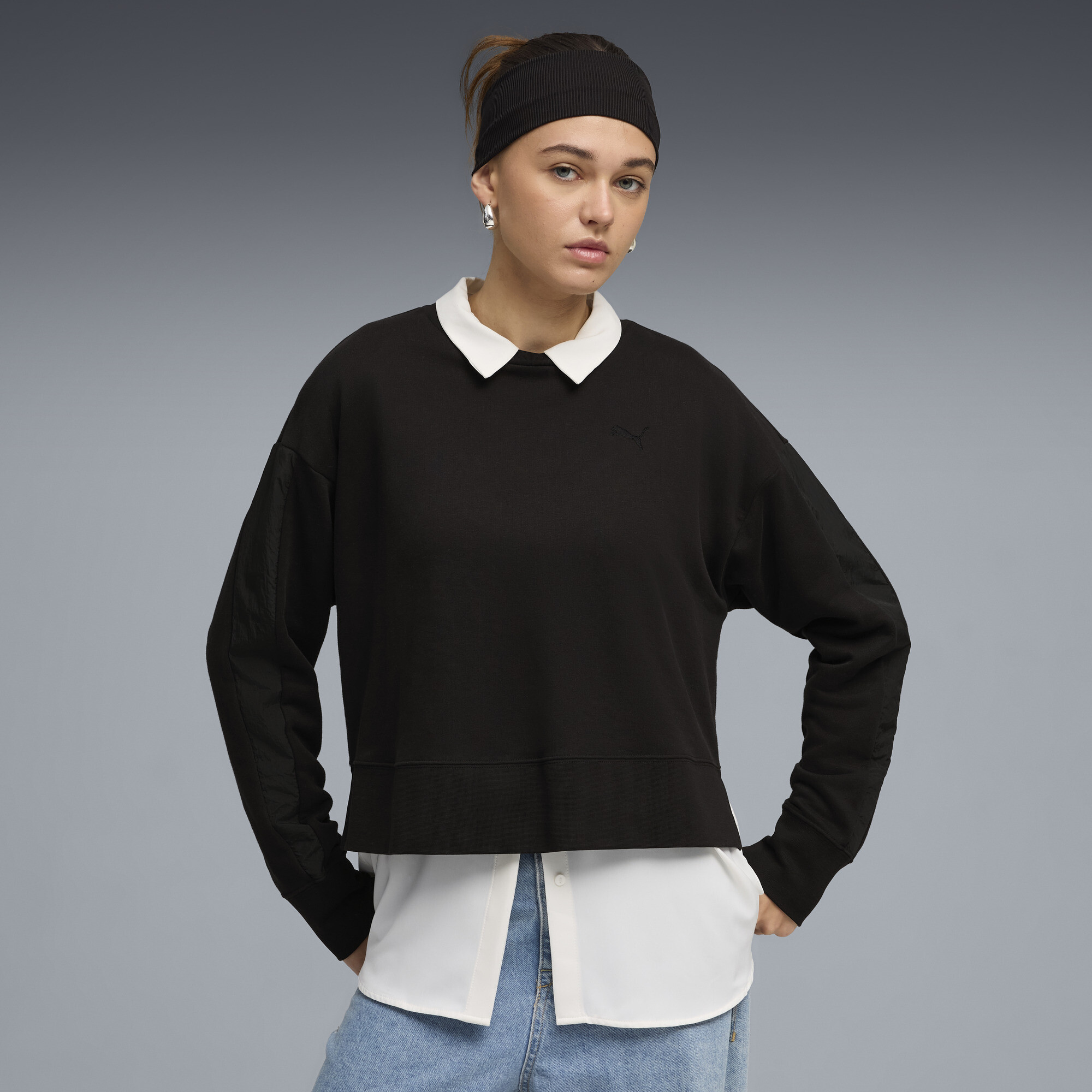 PUMA HER Relaxed Sweatshirt Damen, Kleidung, Schwarz, M