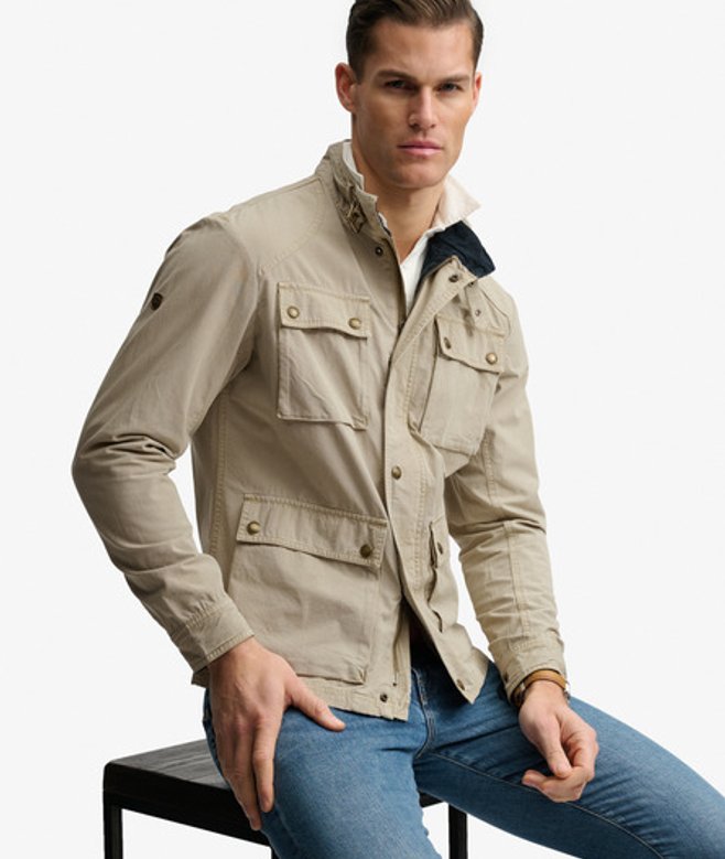 Superdry Herren Merchant Ripstop Racer Jacke Brown - Größe: Xxl