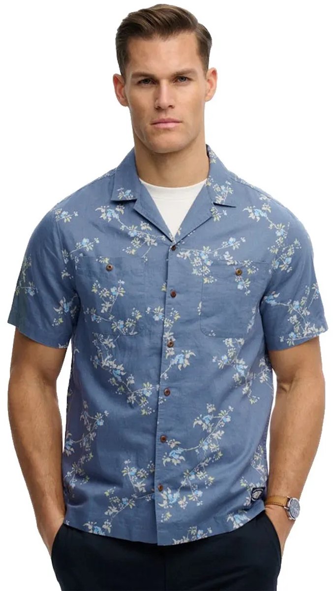Superdry Herren Bedrucktes Kurzarm-strandhemd Blue - Größe: Xxxl