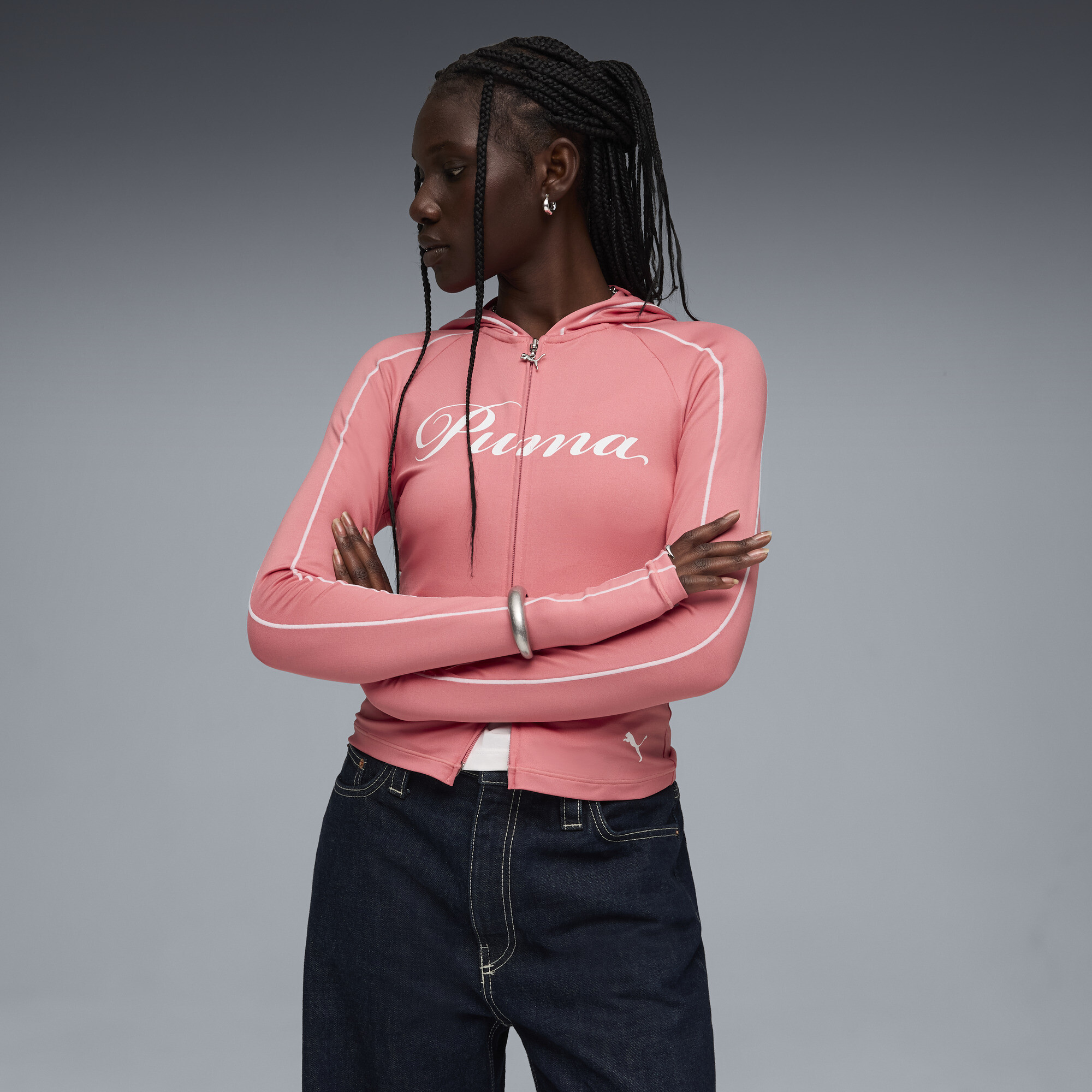 PUMA T7 Street Glam Hoodie Damen, Kleidung, Rosa, S