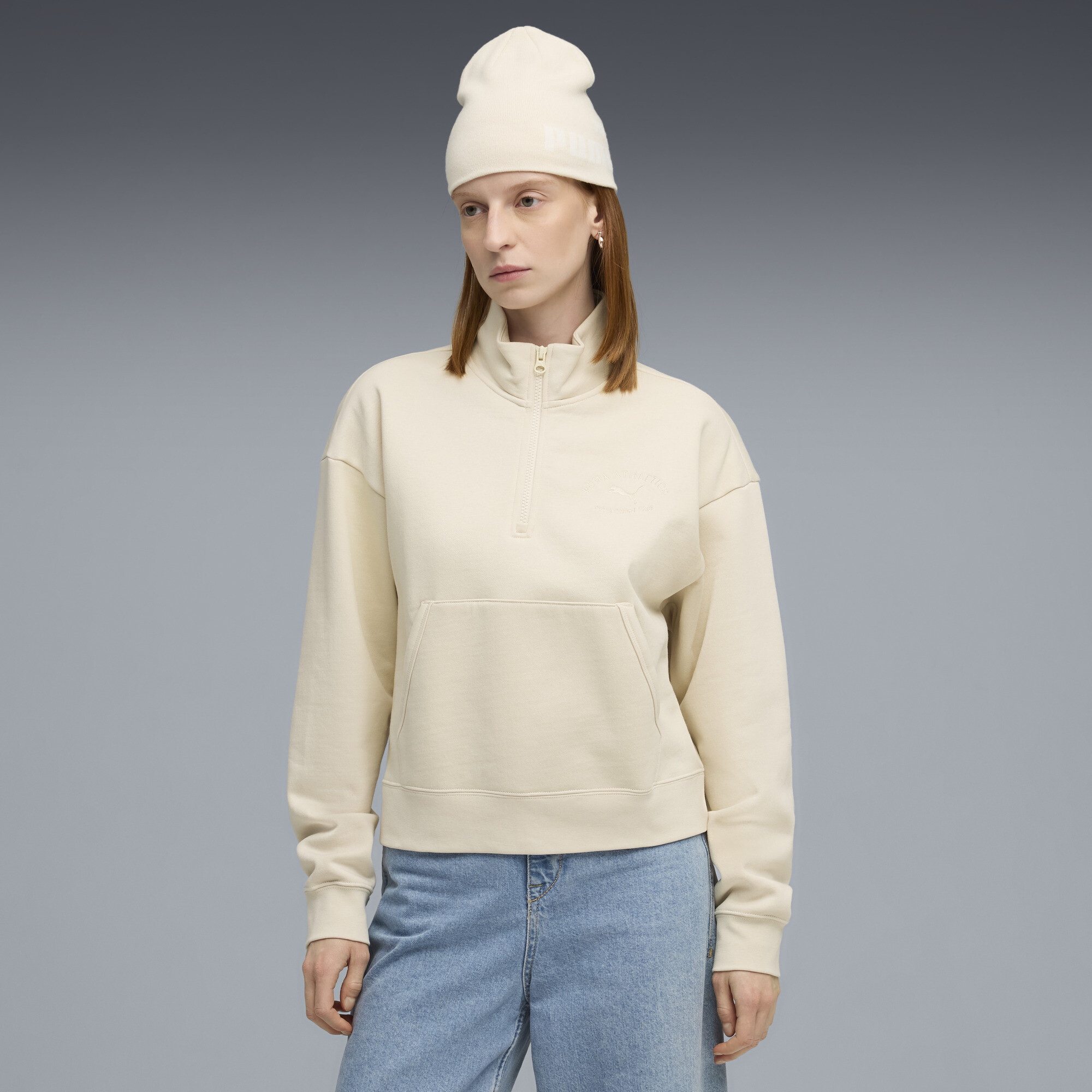 PUMA Class Kurzes Sweatshirt Damen, Kleidung, Weiß, XS