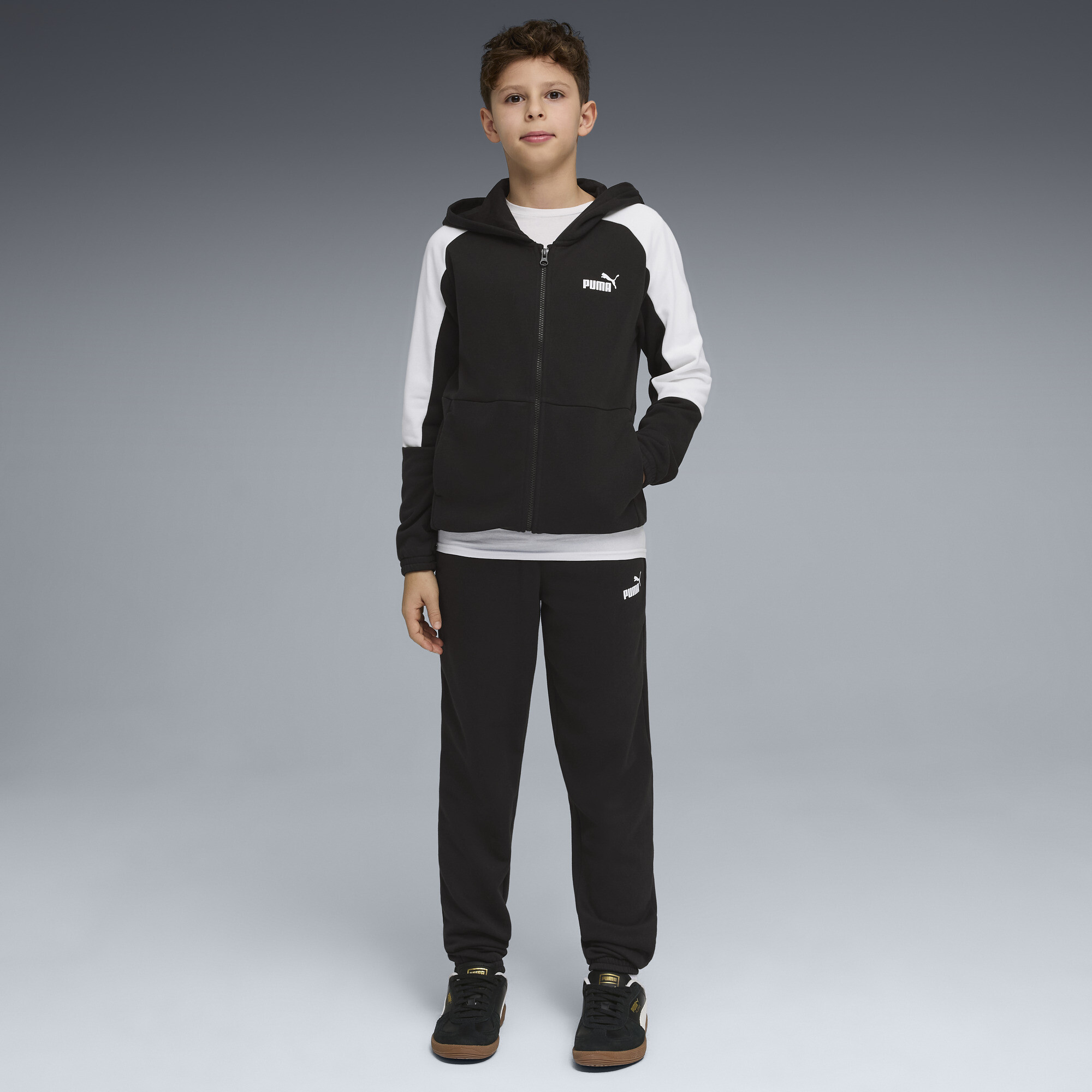 PUMA Essentials Block Trainingsanzug mit Kapuze Teenager, Kleidung, Schwarz, 7-8Y