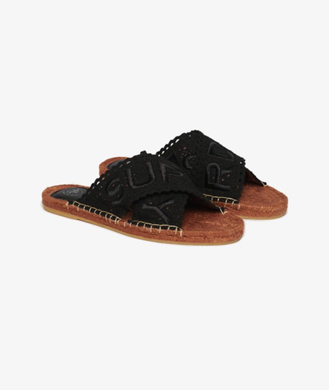 Superdry Damen Espadrilles mit überkreuzten Riemen Black - Größe: 37