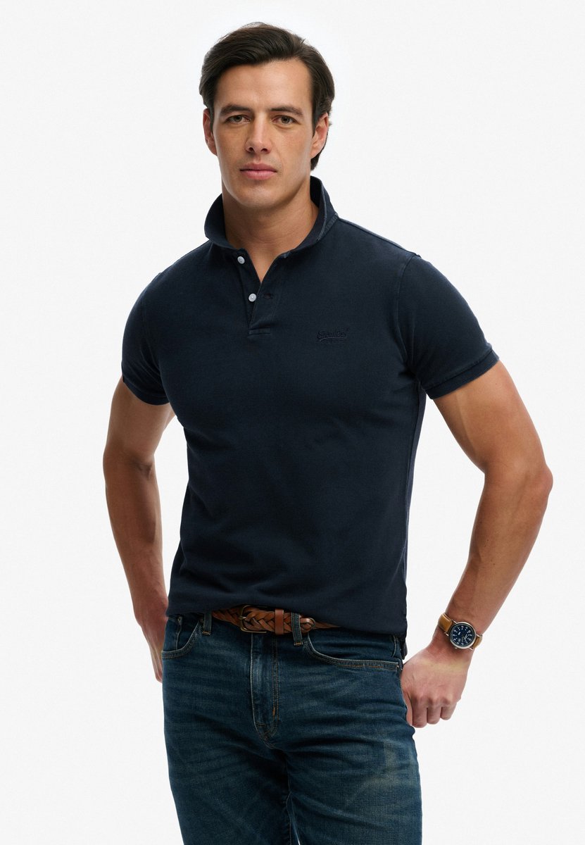Superdry Herren Vintage Destroy Poloshirt Navy - Größe: L
