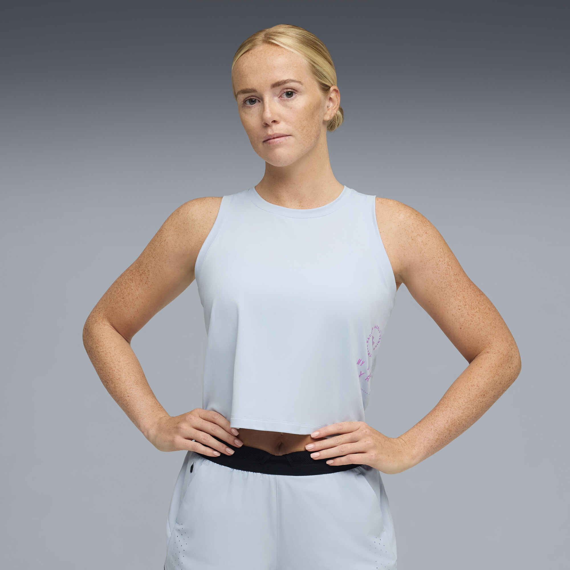 PUMA x HYROX CLOUDSPUN ThermoAdapt Crop Tanktop Damen, Kleidung, Grau, M