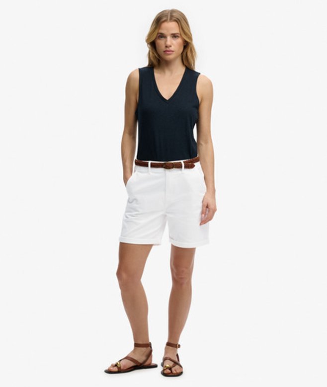 Superdry Damen Chino Shorts White - Größe: 42