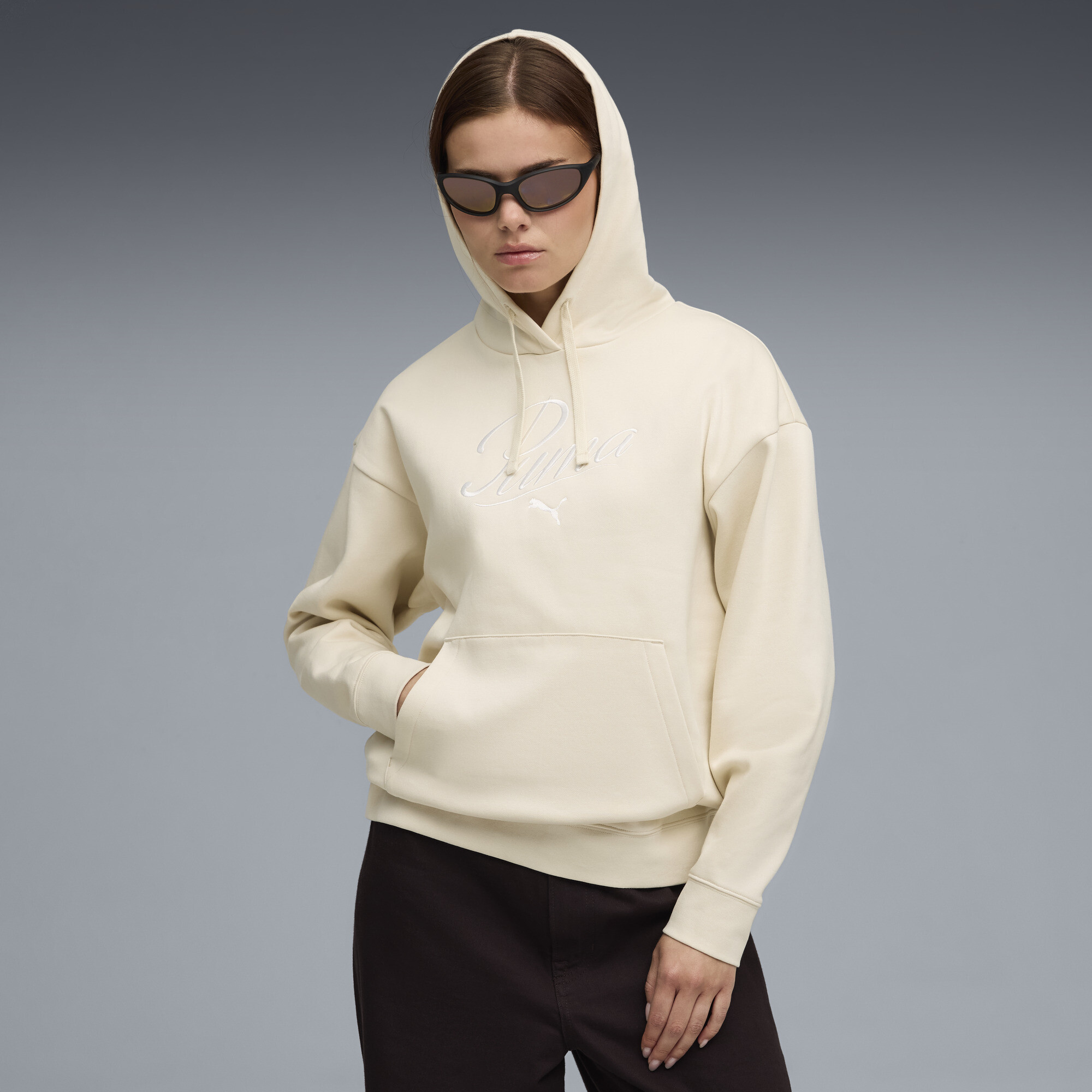 PUMA Essentials Script Comfort Hoodie Damen, Kleidung, Weiß, S