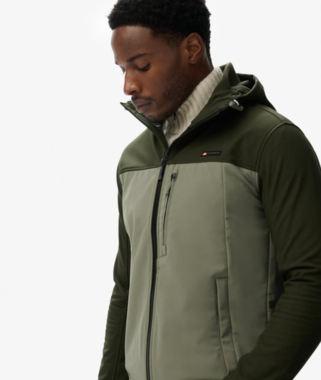 Superdry Herren Softshell-kapuzenjacke mit Colorblocking Green - Größe: S