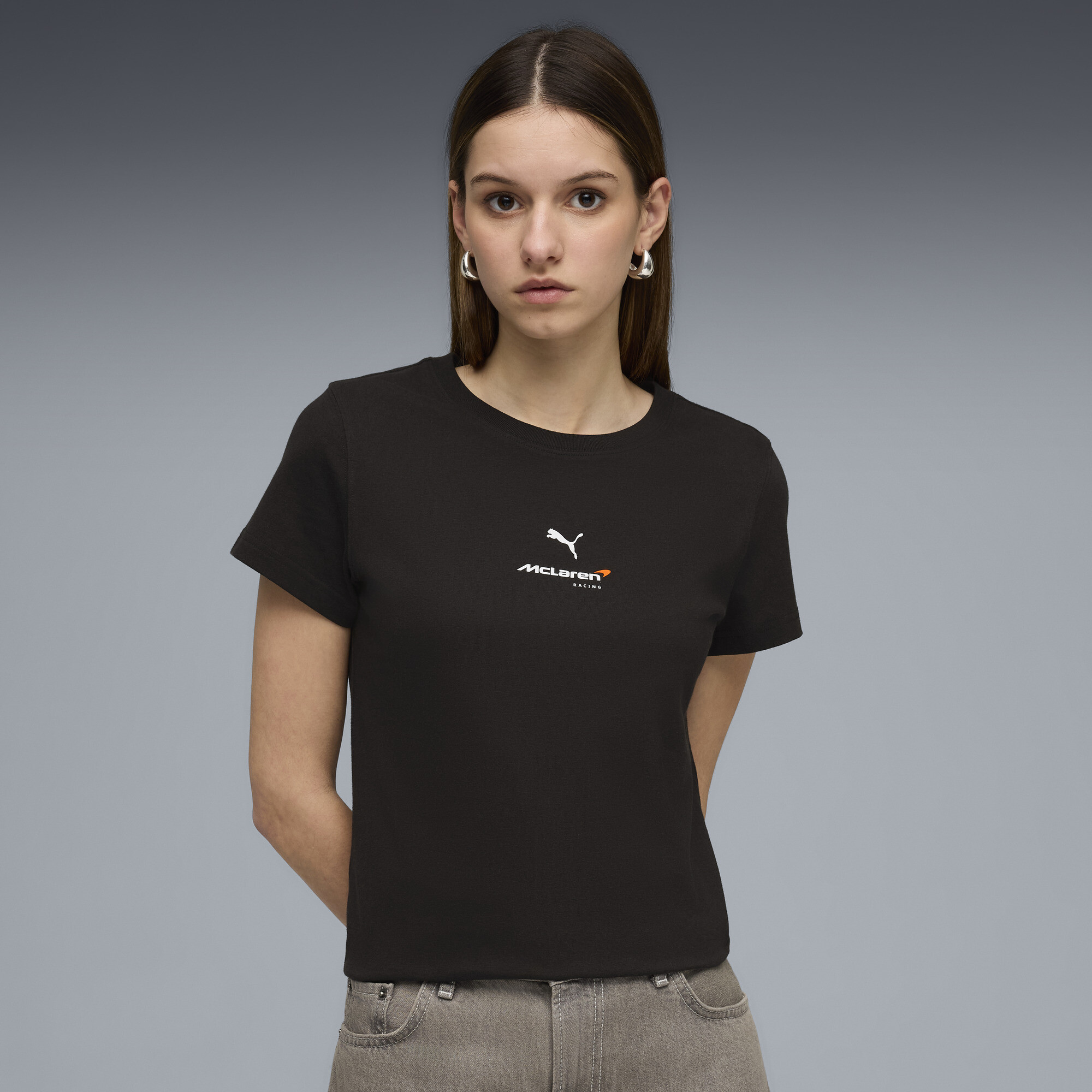 PUMA McLAREN RACING Essentials T-Shirt Damen, Kleidung, Schwarz, M
