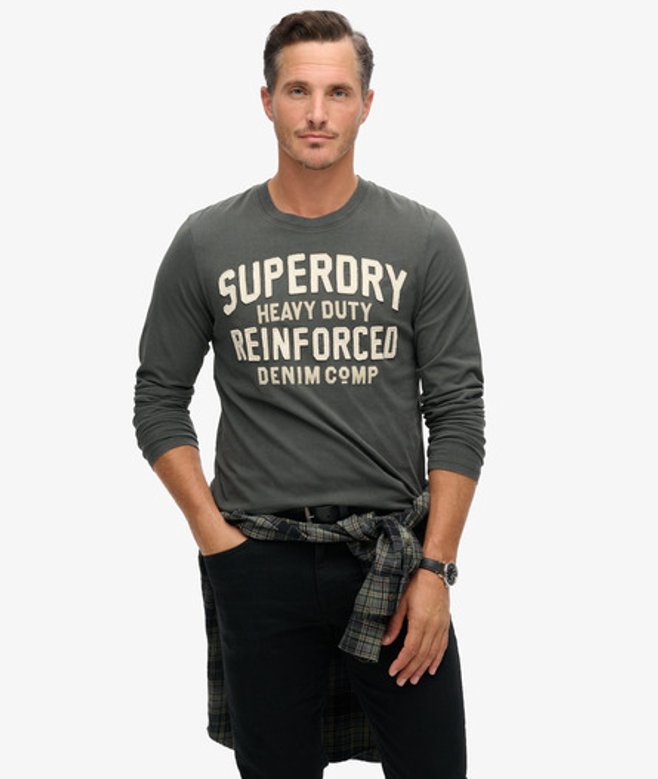 Superdry Herren Workwear Langarmoberteil mit Applikation Schwarz - Größe: XL