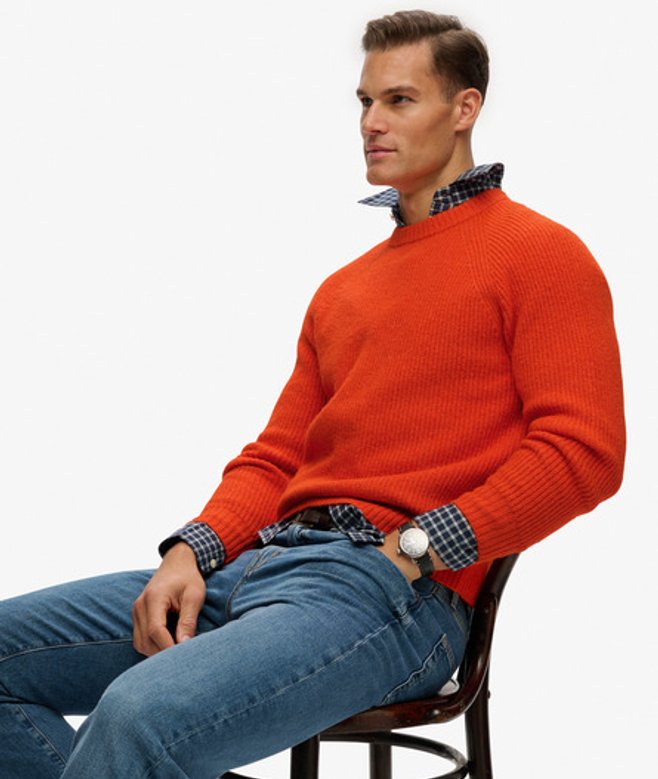 Superdry Herren Grober Raglan-pullover Orange - Größe: S