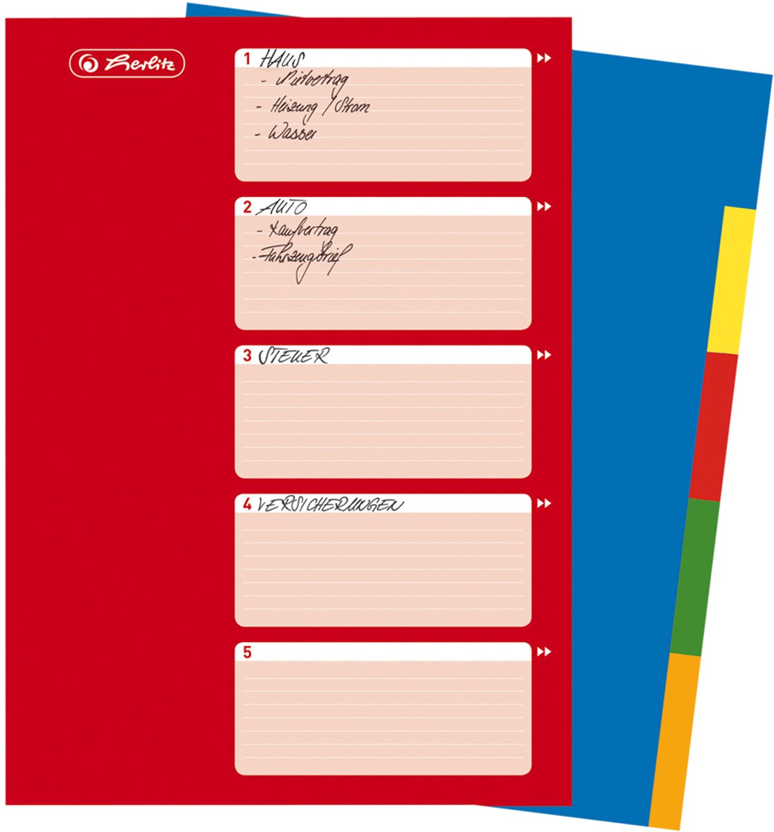 25 x Herlitz Register A4 5-teilig Kunststoff PP farbig