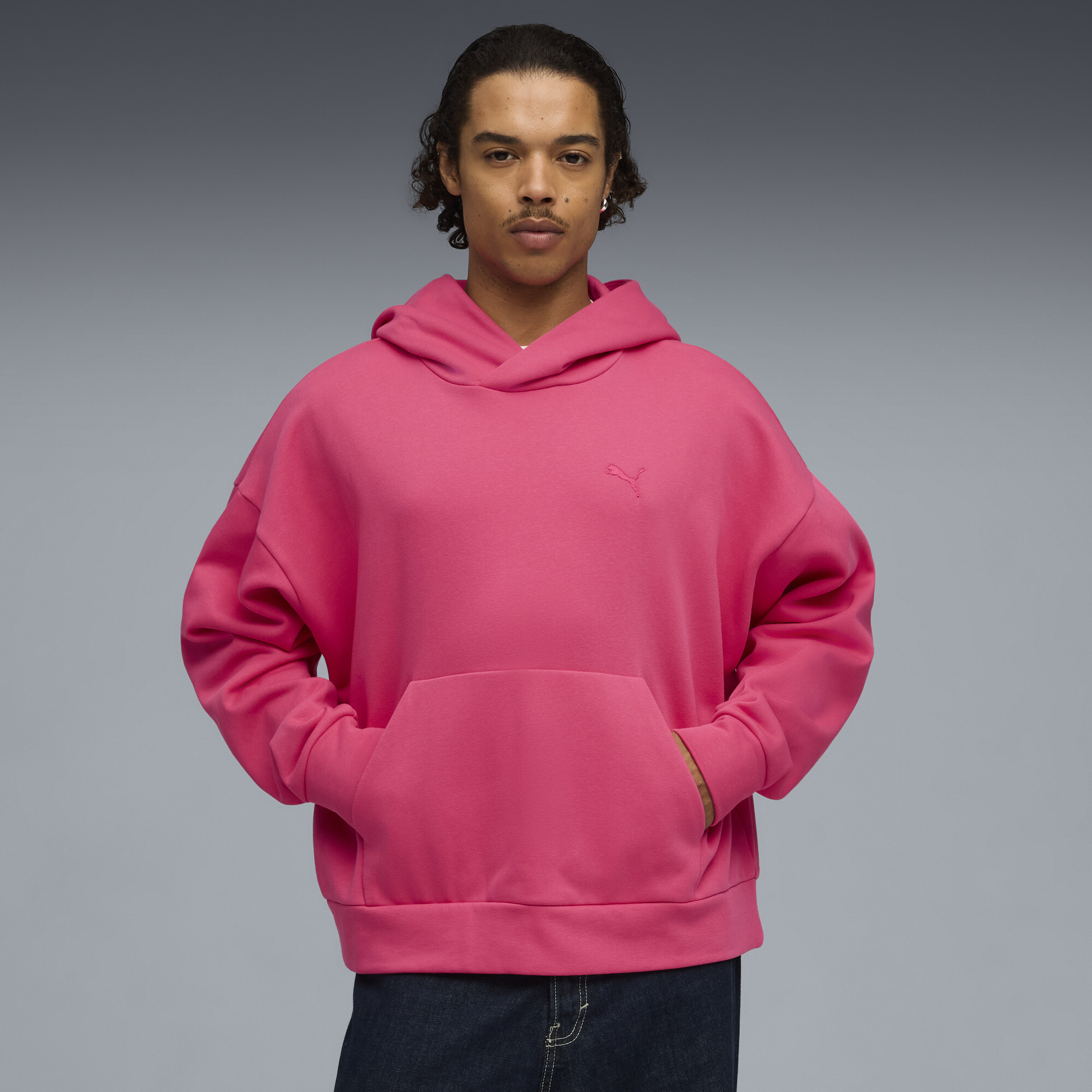 PUMA Wardrobe Essentials Boxy Fleece Hoodie Herren, Kleidung, Rosa, M