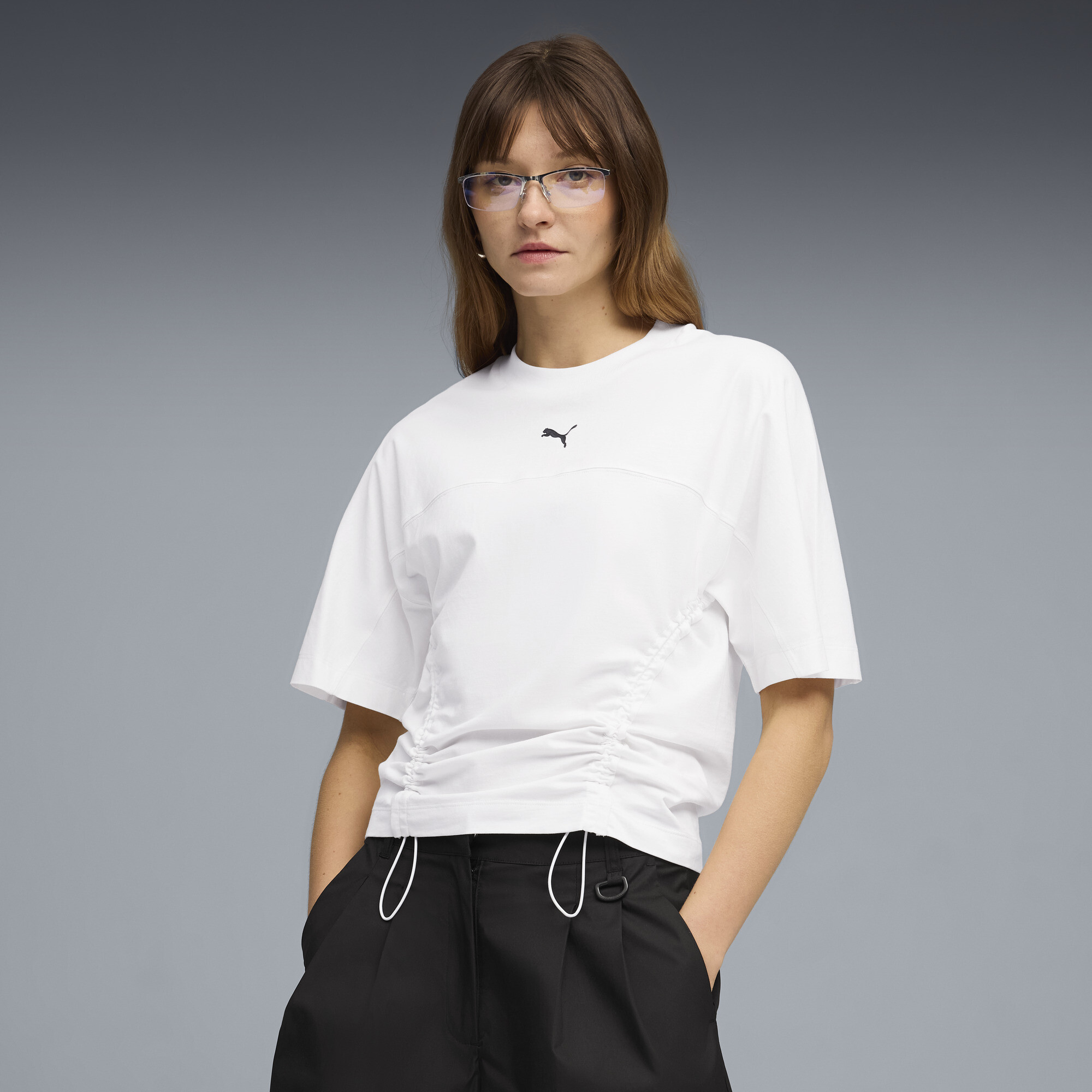 PUMA Dare To Tailliertes T-Shirt Damen, Kleidung, Weiß, M