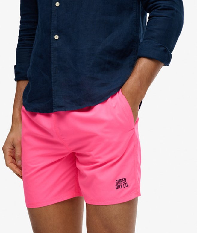 Superdry Herren Essential 16-Inch Badeshorts Pink - Größe: S