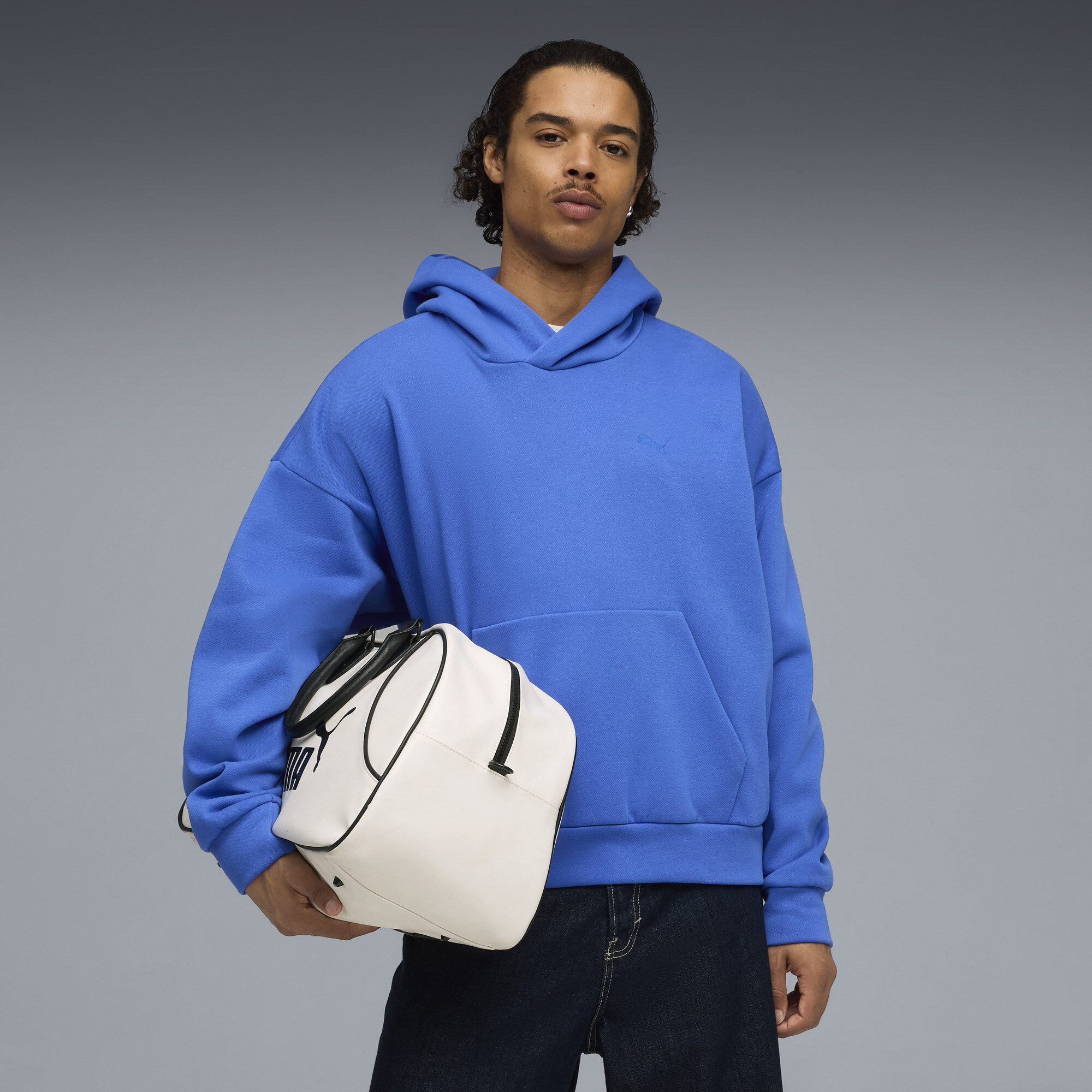 PUMA Wardrobe Essentials Boxy Fleece Hoodie Herren, Kleidung, Blau, M