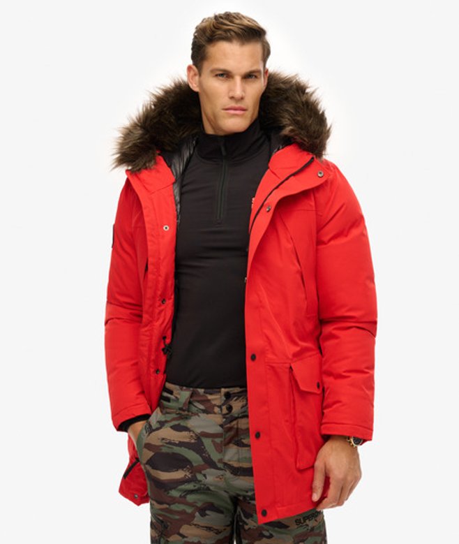 Superdry Herren Everest Snow Daunenparka Rot - Größe: L