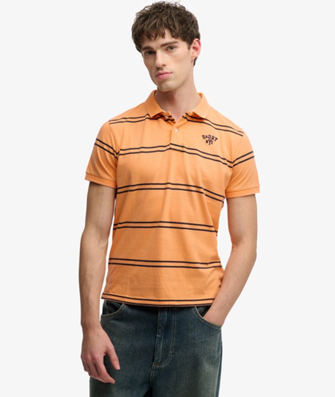 Superdry Herren Vintage Stripe Jersey Poloshirt Orange - Größe: Xxxl